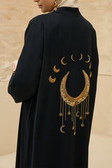 Crescent One Black Abaya Kimono