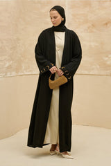 Crescent One Black Abaya Kimono