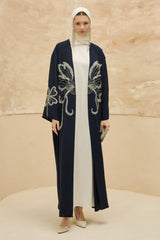 Rafif Navy Embellished Abaya Kimono