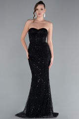 Sienna Black Cape Sequin Beaded Gown