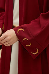Crescent One Burgundy Abaya Kimono