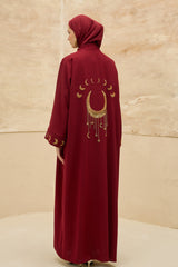Crescent One Burgundy Abaya Kimono