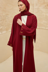 Crescent One Burgundy Abaya Kimono