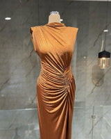 Julia Rhinestone Brown Copper Gown