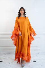 Latifa Fringe Orange Caftan Dress