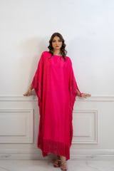Latifa Fringe Fuchsia Caftan Dress