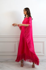 Latifa Fringe Fuchsia Caftan Dress