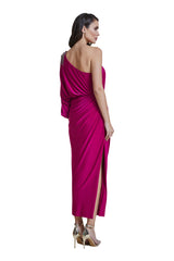 Leona Fuchsia One Long Sleeve Midi Dress