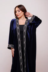 Ayana Navy Blue Velvet Abaya Kimono