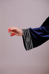 Ayana Navy Blue Velvet Abaya Kimono