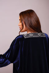 Ayana Navy Blue Velvet Abaya Kimono