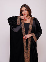 Abeer Arabic Calligraphy Black Velvet Abaya