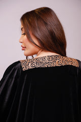 Abeer Arabic Calligraphy Black Velvet Abaya