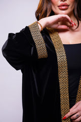 Hadeer Black Velvet Abaya Kimono