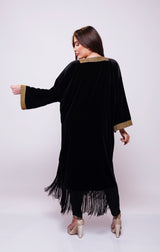 Hadeer Black Velvet Abaya Kimono
