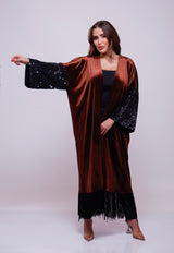 Amal Velvet Sequin Abaya Kimono