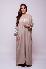 Nala Beige Linen Abaya Kimono