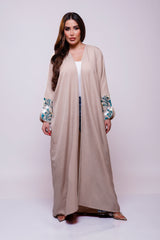 Nala Beige Linen Abaya Kimono