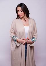 Nala Beige Linen Abaya Kimono