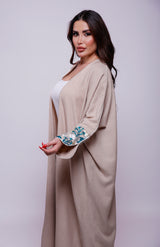 Nala Beige Linen Abaya Kimono