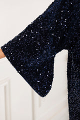 Effie Navy Sequin Caftan Dress