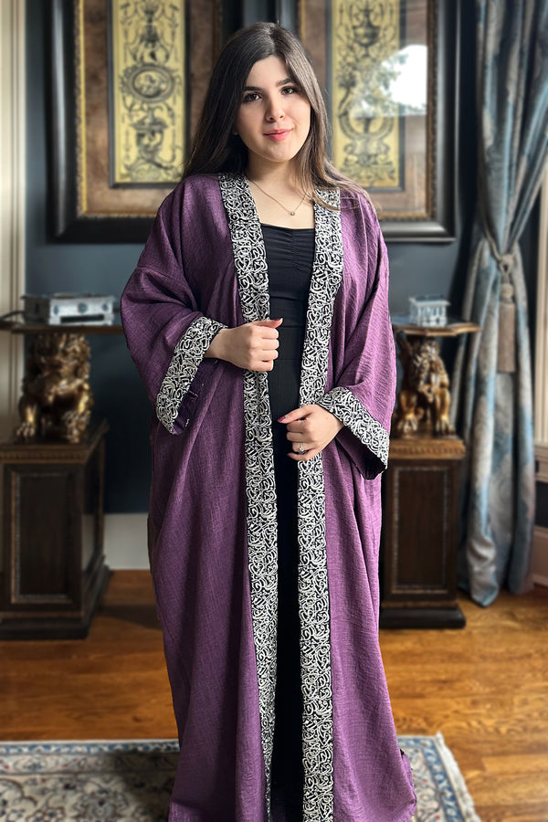 Nour Arabic Calligraphy Purple Abaya