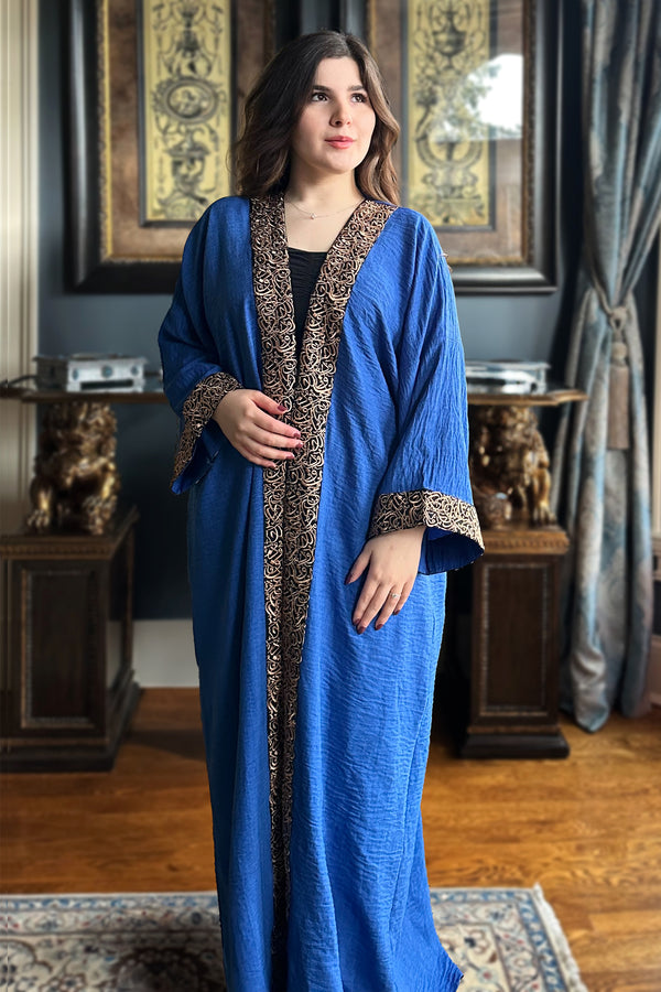 Nour Arabic Calligraphy Royal Blue Abaya