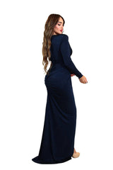 Adalee Rhinestone Navy Blue Gown