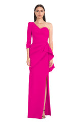 Akasha One Sleeve Fuchsia Gown