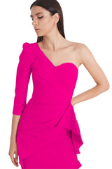 Akasha One Sleeve Fuchsia Gown