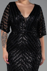 Bisan Black Sequin Gown