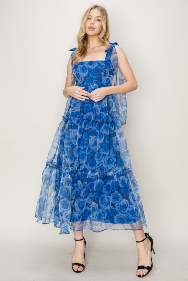 Cassia Blue Floral Print Dress