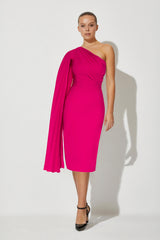 Denise Fuchsia Cape Midi Dress