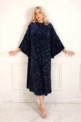 Effie Navy Sequin Caftan Dress