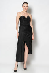 Emma Sweetheart Black Midi Dress