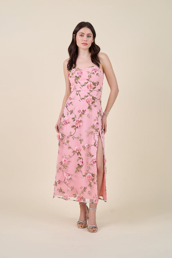 Rosa Midi 3D Floral Dress