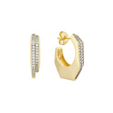 Two Tone Double Line Pave Zircon Earring
