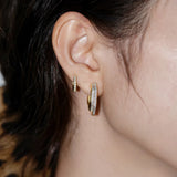 Two Tone Double Line Pave Zircon Earring