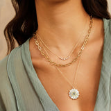 Large Evil Eye Round Gold Necklace