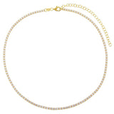 Tennis Chain 925 Sterling Silver 14k Gold Cubic Zirconia Necklace