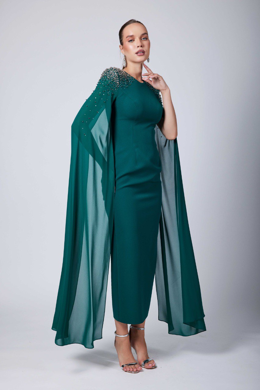 Teal cape outlet dress