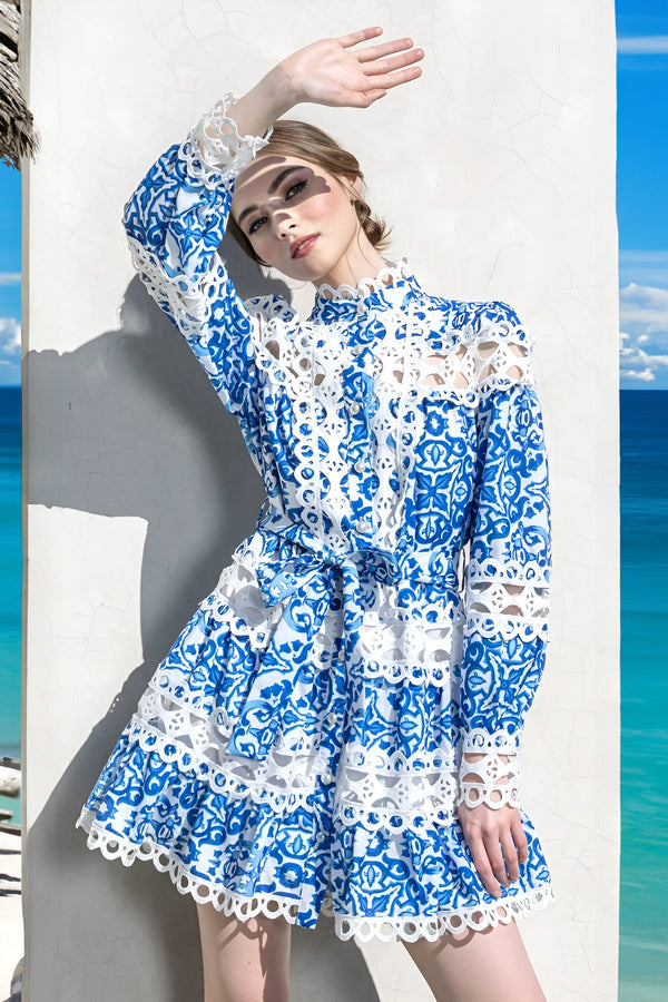 Capri Blue Lace Mini Dress