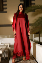 Ivana Fringe Burgundy Caftan Dress