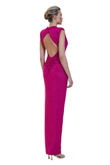 Julia Rhinestone Fuchsia Gown