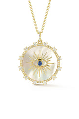 Large Evil Eye Round Gold Necklace