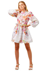 Luisa White Floral Print Mini Dress