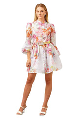 Luisa White Floral Print Mini Dress