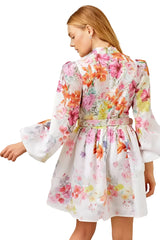 Luisa White Floral Print Mini Dress