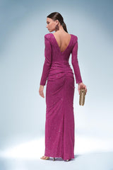 Marisella Fuchsia Sequin Maxi Dress