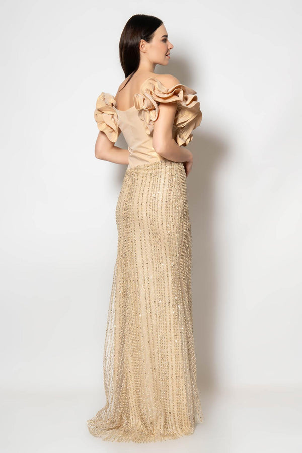 Aleksa Gold Embellished Gown